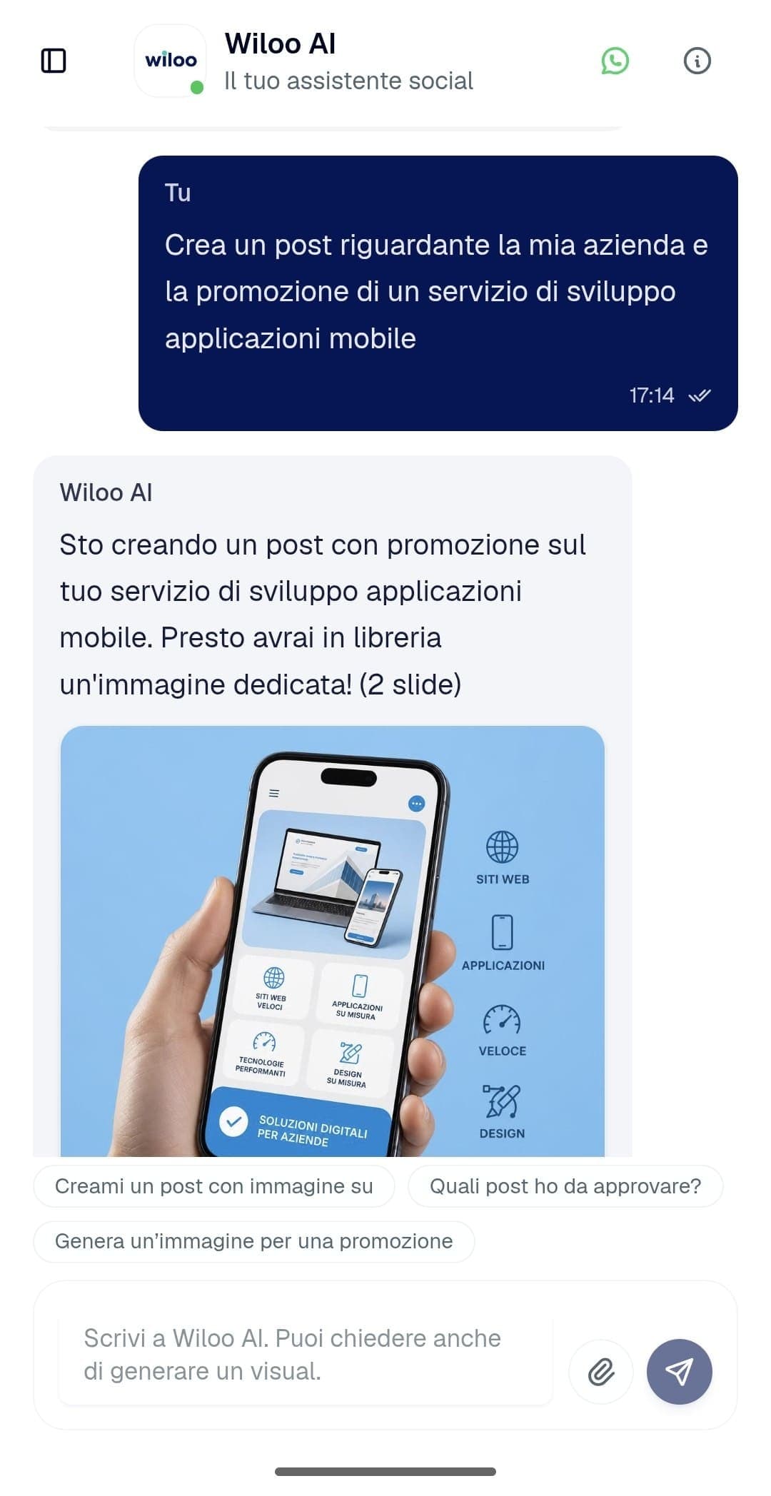 Chat AI di Wiloo su WhatsApp